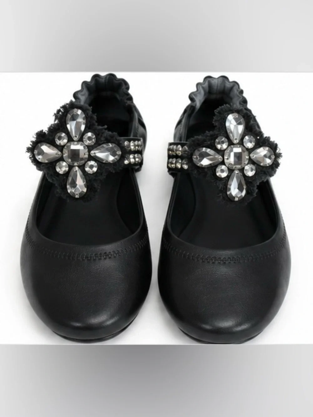 Tory Burch Minnie Embellished Convertible Strap Ballet Flats Black Size 7.5 🖤